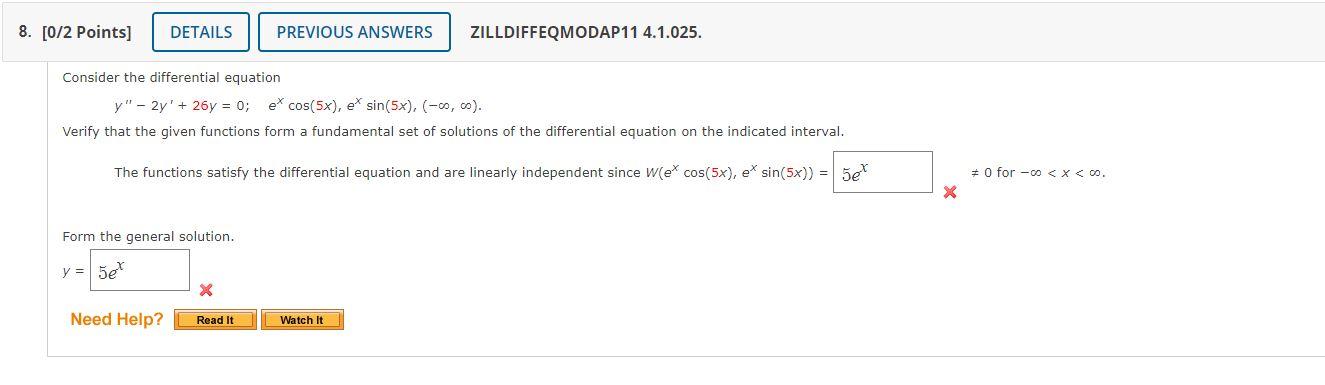 Solved Consider The Differential Equation Y − 2y 26y