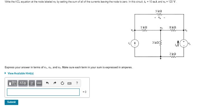 Solved Part A - Writing KCL Equations For The Given Circuit, | Chegg.com