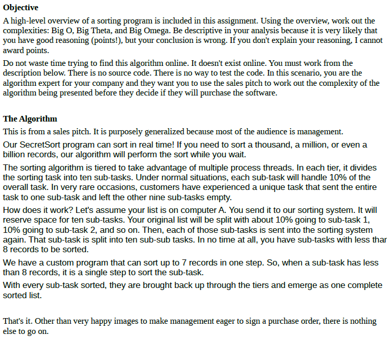 Solved A high-level overview of a sorting program is | Chegg.com