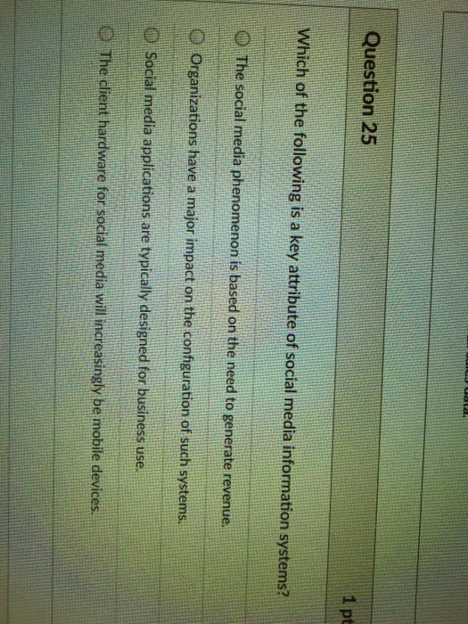 Solved Question 11 1 pts Which of the following is an | Chegg.com