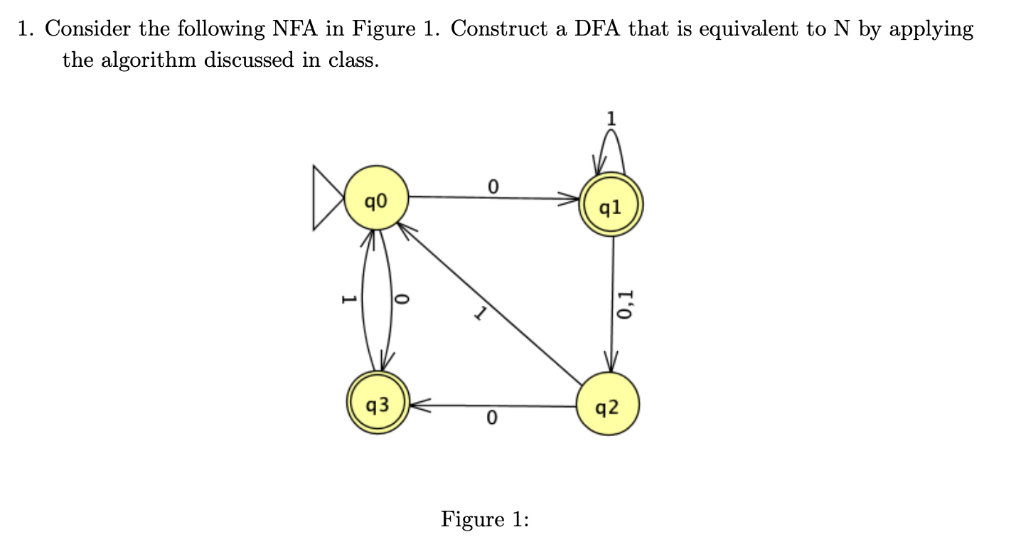 Solved 1. Consider The Following NFA In Figure 1. Construct | Chegg.com