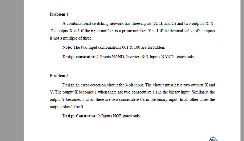 Solved Problem 4 A Combinational Switching Network Has Three | Chegg.com