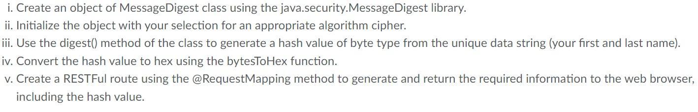Solved i. Create an object of MessageDigest class using the | Chegg.com