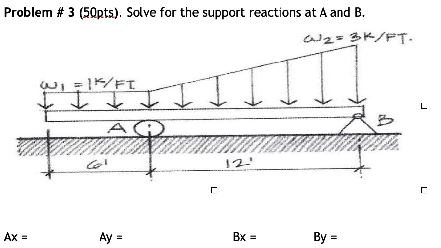 Solved Problem \# 3 ( 50pts). Solve for the support | Chegg.com