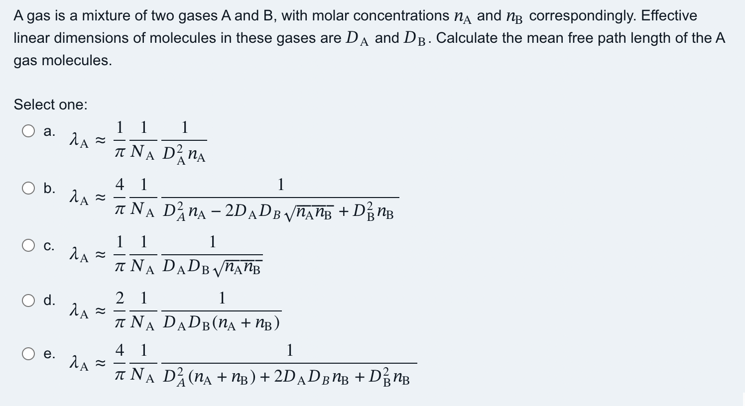 Solved A gas is a mixture of two gases A and B, with molar | Chegg.com