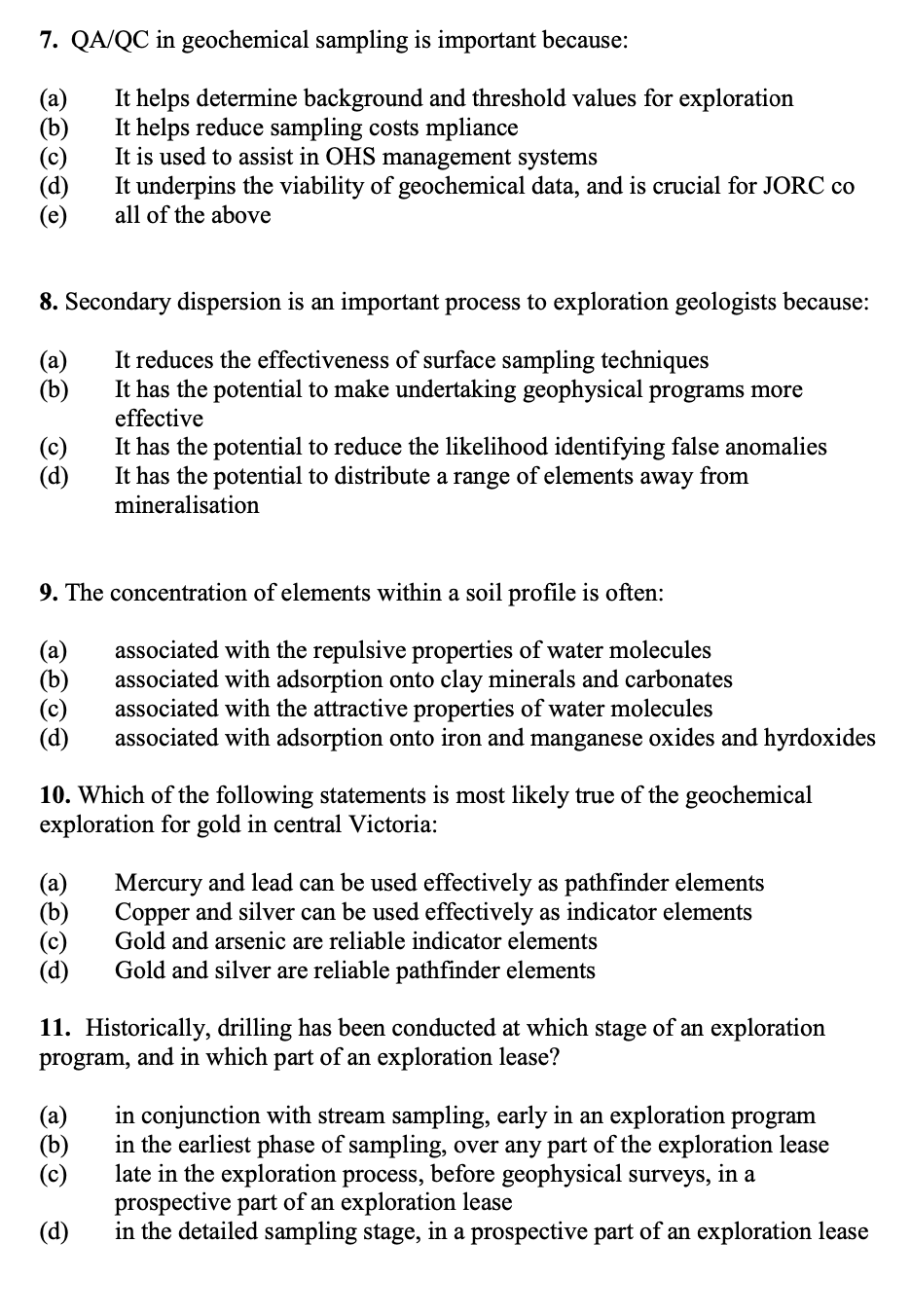 Solved 7. QA/QC in geochemical sampling is important | Chegg.com