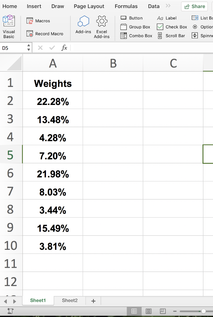 Solved 'a. Using the properties window in the VB editor | Chegg.com