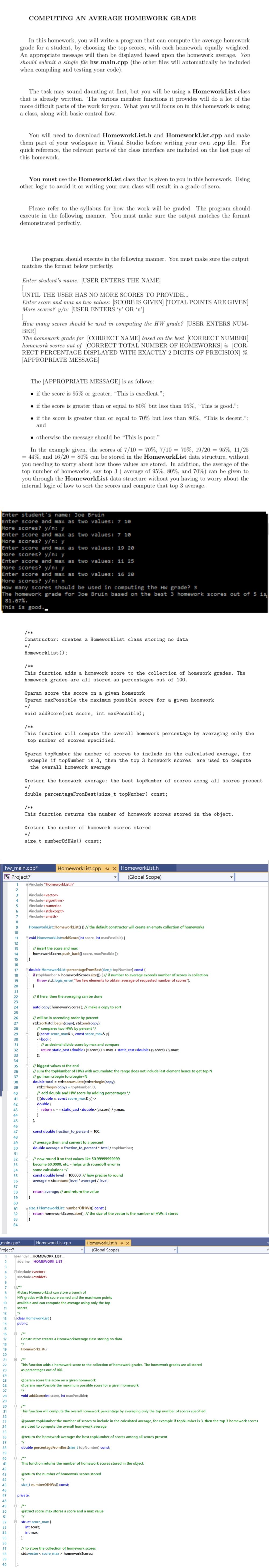 Solved COMPUTING AN AVERAGE HOMEWORK GRADE In this homework, | Chegg.com