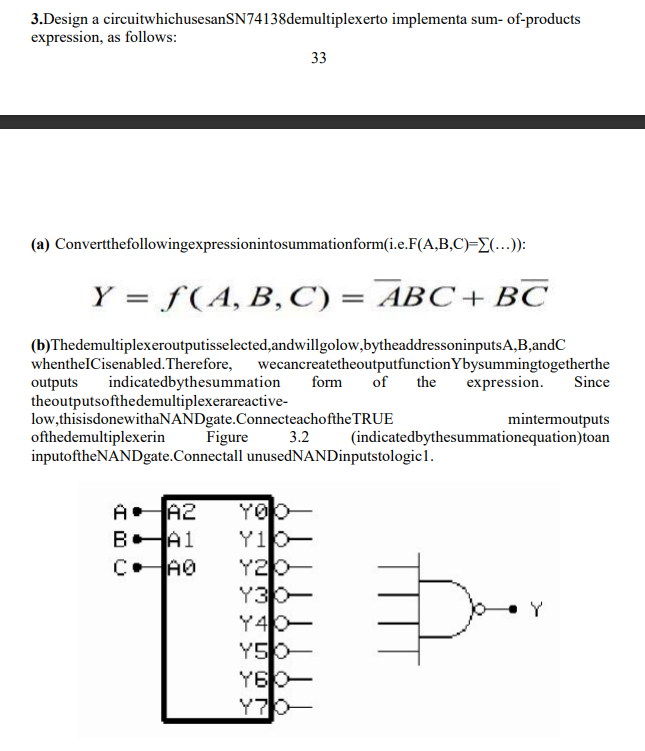 3.Design a circuitwhichusesanSN74138demultiplexerto | Chegg.com