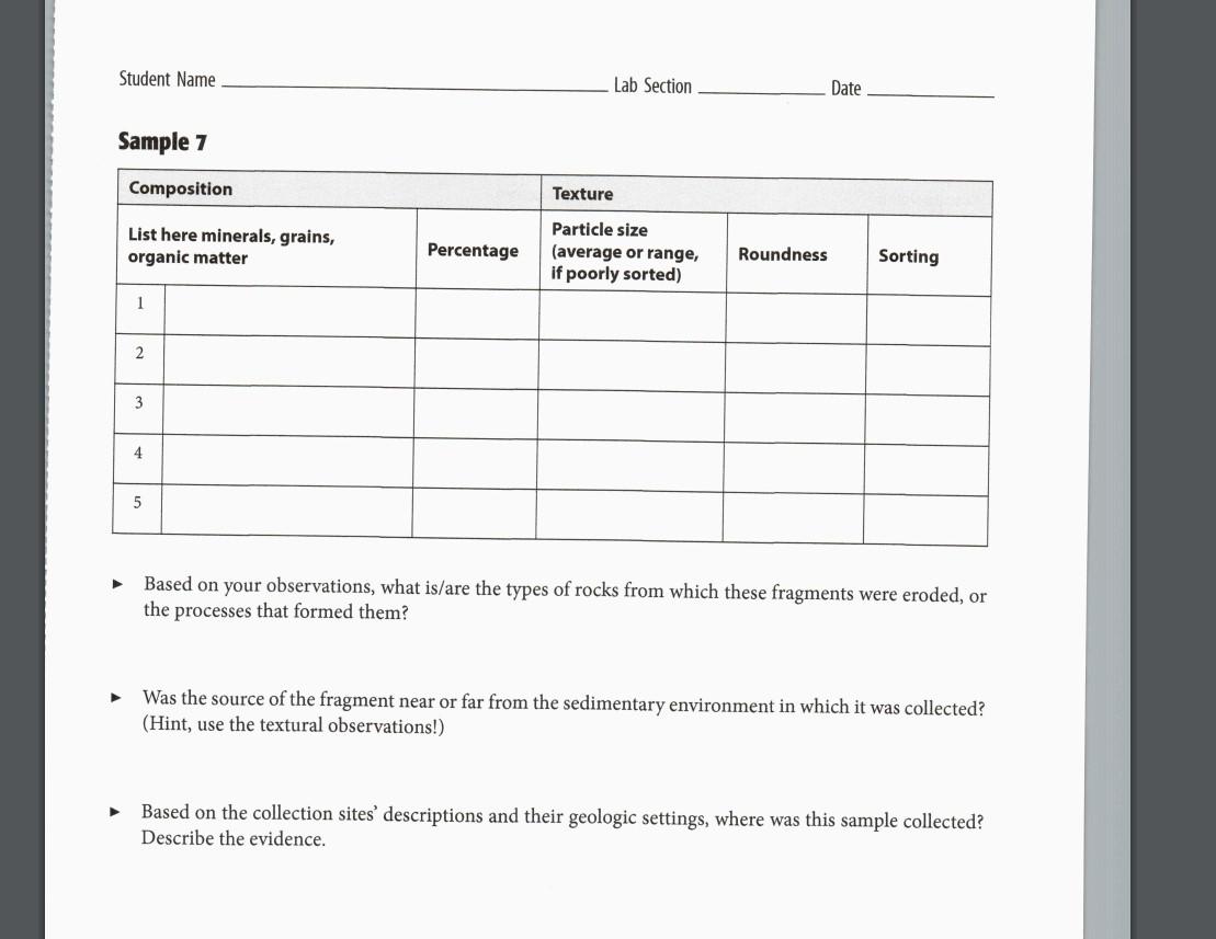 Solved SAMPLE 7 SAMPLE 8 Student Name Lab Section Date | Chegg.com