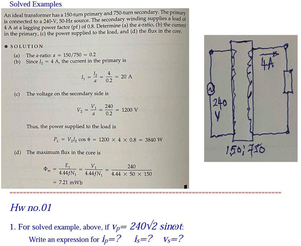 Solved Solved Examples An Ideal Transformer Has A 150-turn, 48% OFF