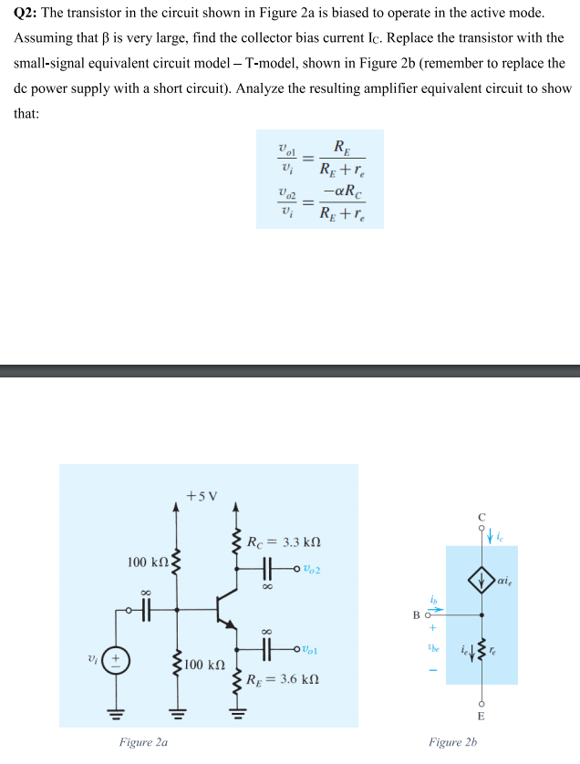 Solved Q2: The transistor in the circuit shown in Figure 2a | Chegg.com