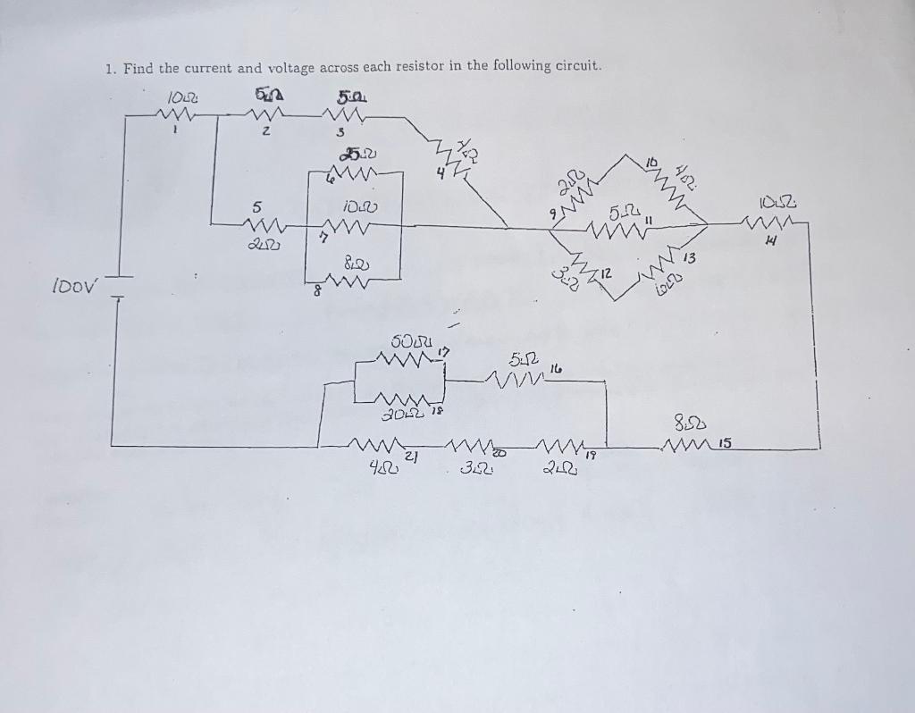 Solved 1. Find the current and voltage across each resistor | Chegg.com