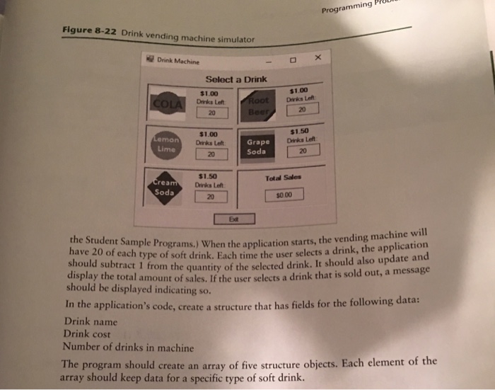 Solved Drink Vending Machine Simulator Create an application