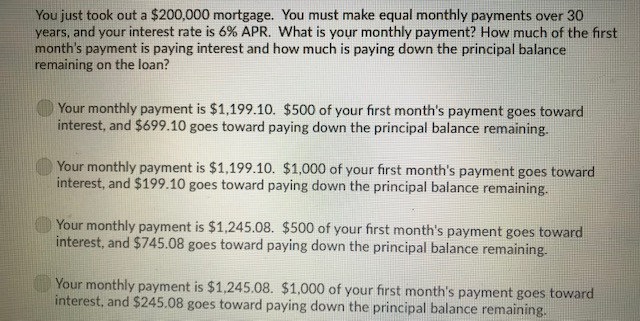 what is the payment on a 200 000 mortgage