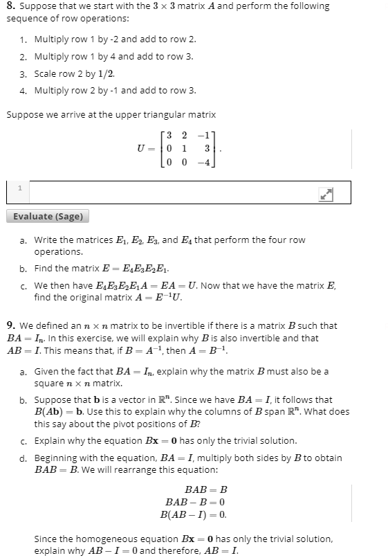 Solved 8.Suppose that we start with the 3 33 3 matrix AA and