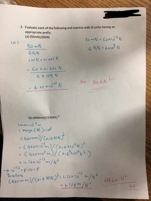 Solved Evaluate Each Of The Following And Express With SI | Chegg.com