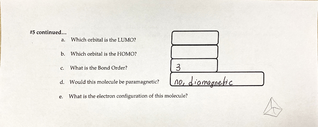 Solved 5. Fill in and label the Molecular Orbitals for the | Chegg.com