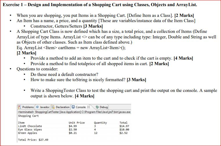 Solved Exercise 1 Design and Implementation of a Shopping