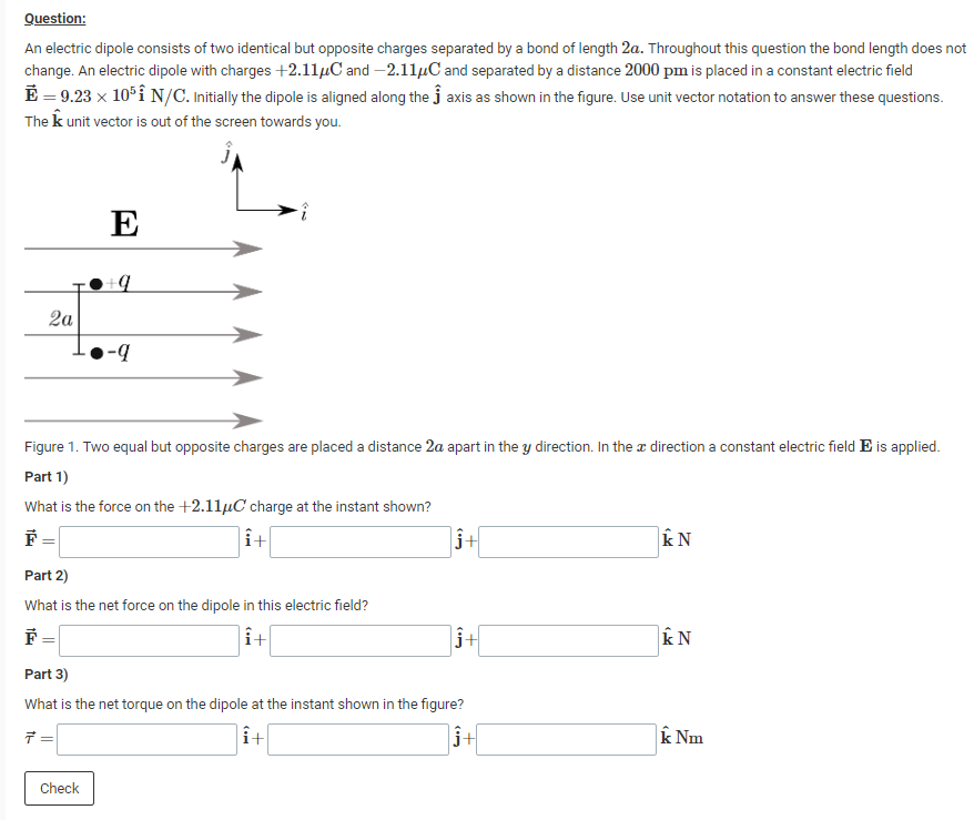 Solved Question: An electric dipole consists of two | Chegg.com