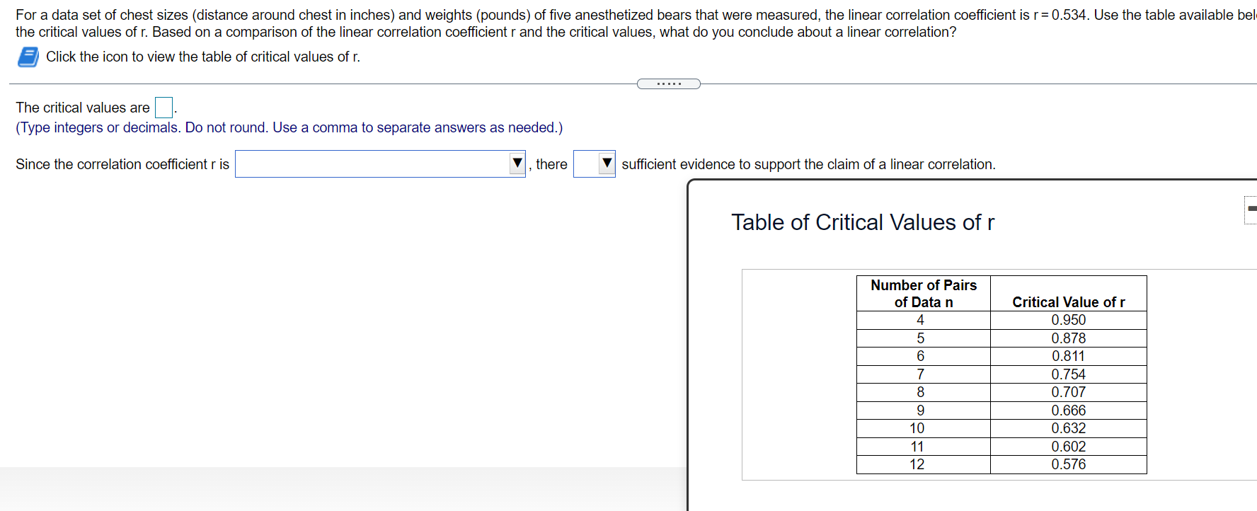 Solved For a data set of chest sizes (distance around chest
