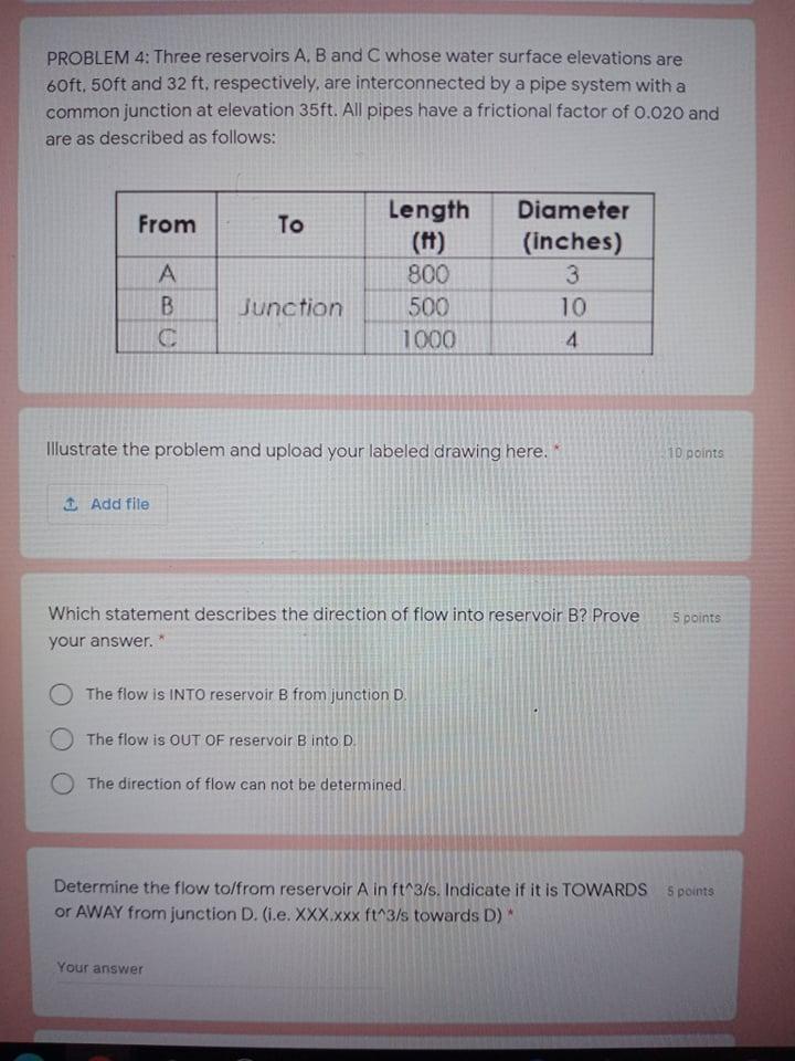 Solved PROBLEM 4: Three Reservoirs A, B And C Whose Water | Chegg.com