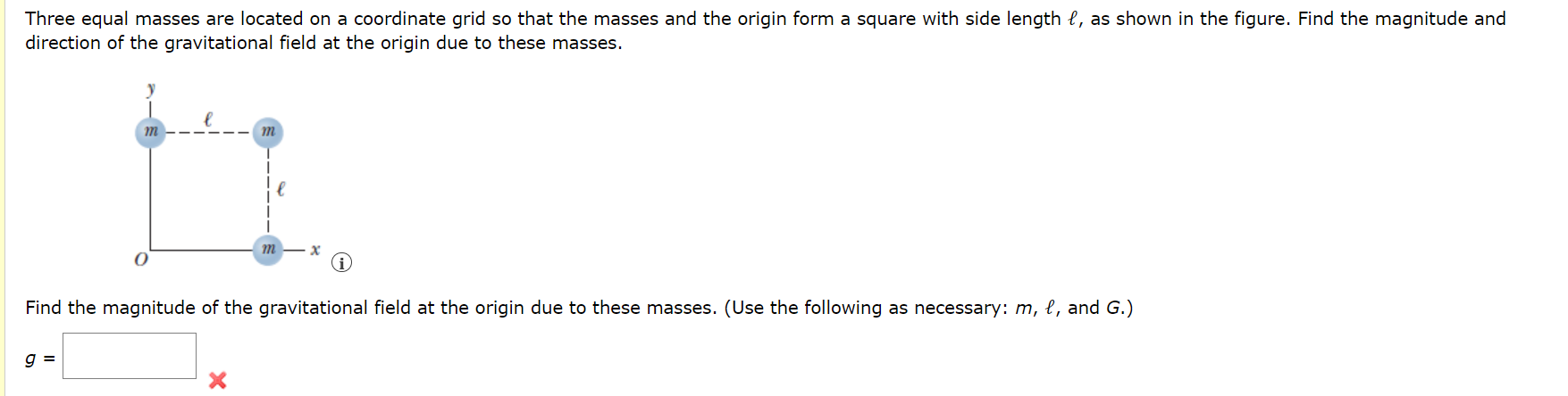 Solved Three equal masses are located on a coordinate grid | Chegg.com