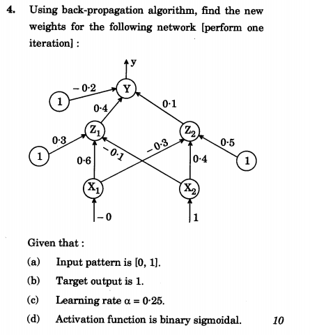 Solved Using back-propagation algorithm, find the new | Chegg.com
