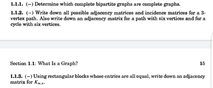 Solved 1.1.1. (-) Determine which complete bipartite graphs | Chegg.com