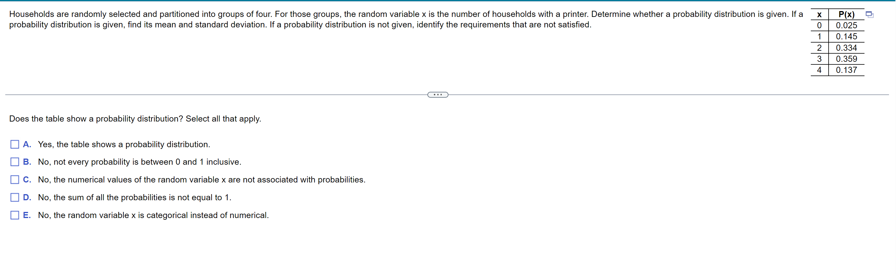 Solved Does the table show a probability distribution? | Chegg.com