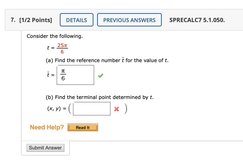 Solved 7 [1 2 Points] Details Previous Answers Sprecalc7