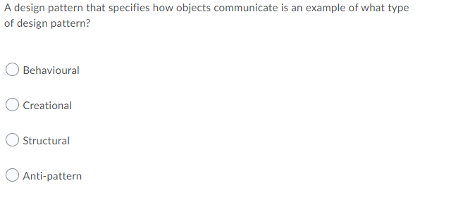 Solved A design pattern that specifies how objects | Chegg.com