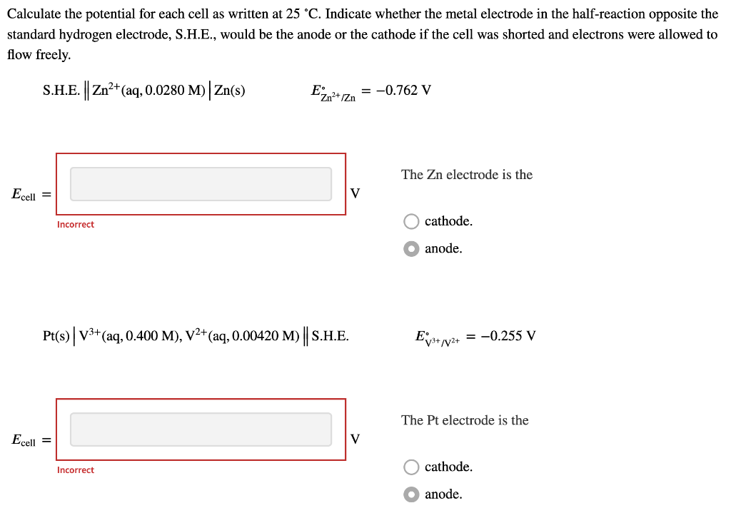 Solved = Calculate the cell potential for the galvanic cell | Chegg.com