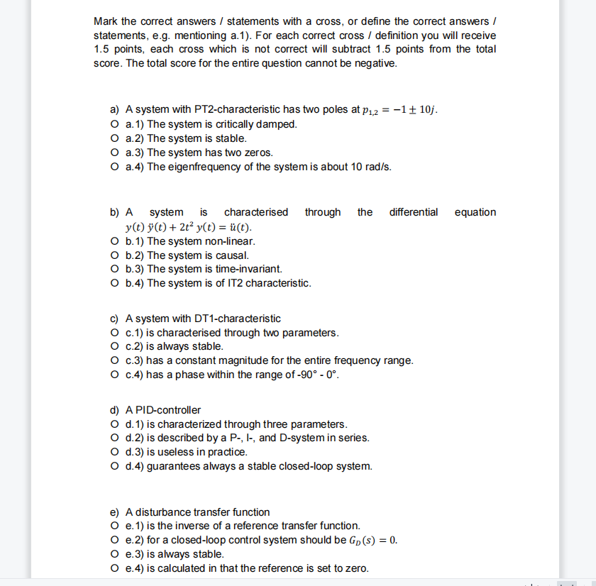 Solved Mark the correct answers / statements with a cross, | Chegg.com