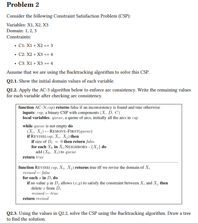 Solved Consider the following Constraint Satisfaction | Chegg.com
