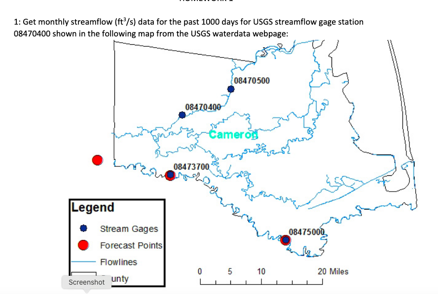 Solved 1: Get monthly streamflow (ft3/s) data for the past | Chegg.com