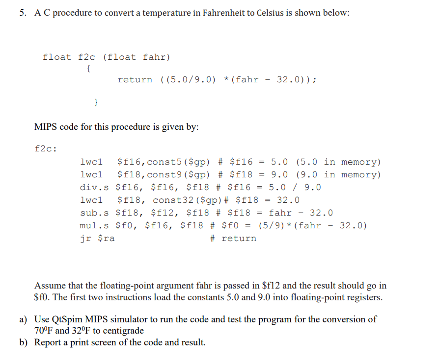 Solved Please Answer The Following Question In MIPS Using | Chegg.com