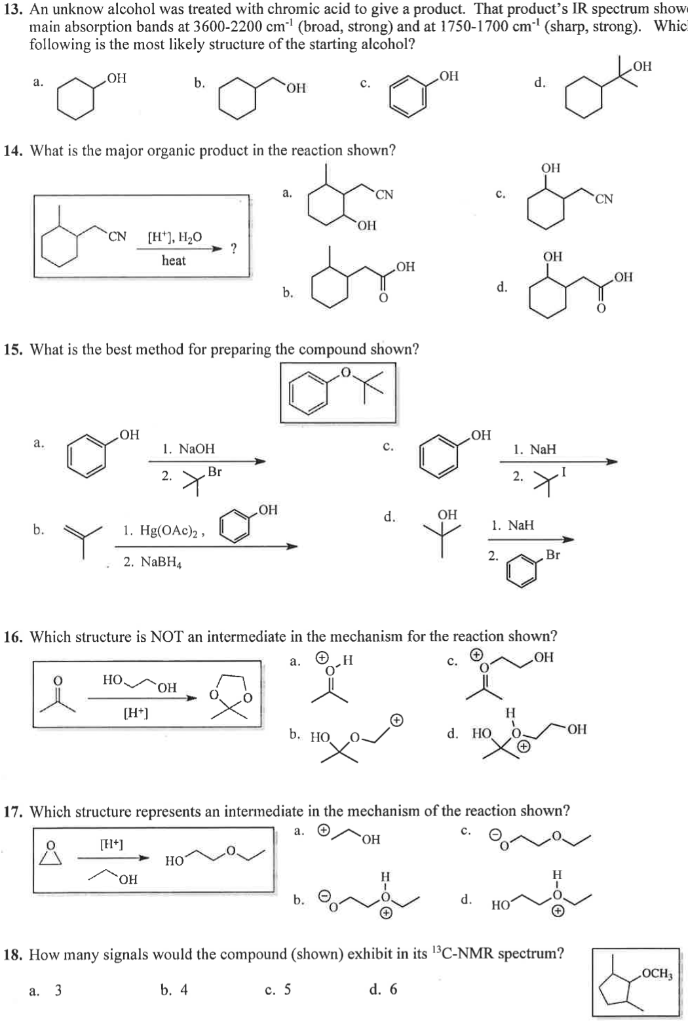 Solved 13. An unknow alcohol was treated with chromic acid | Chegg.com