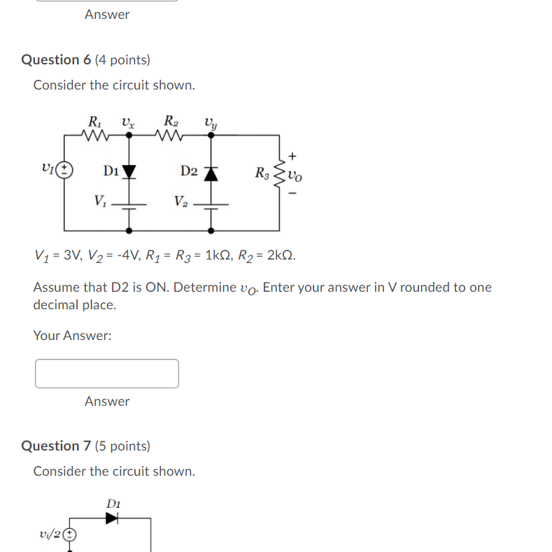 Solved Answer Question 6 (4 points) Consider the circuit | Chegg.com