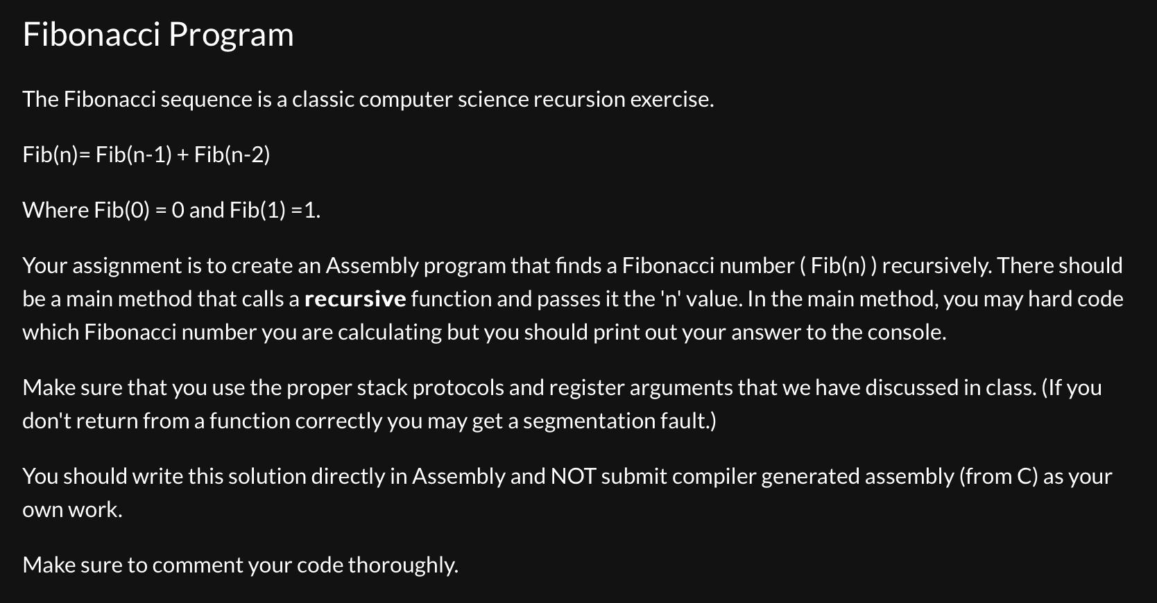 Solved Fibonacci Program The Fibonacci Sequence Is A Classic