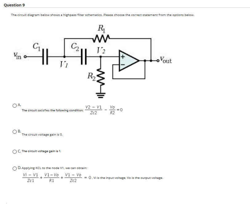 Solved Question 9 The Circuit Diagram