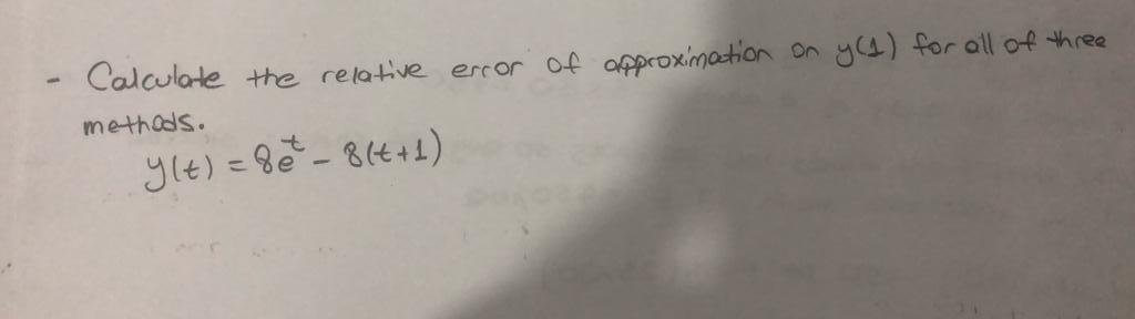 Solved - Calculate the relative error of approximation On | Chegg.com