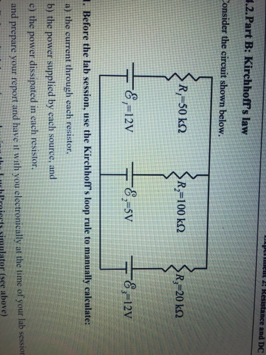 Solved .2, Part B: Kirchhoffs Law Onsider The Circuit Shown | Chegg.com