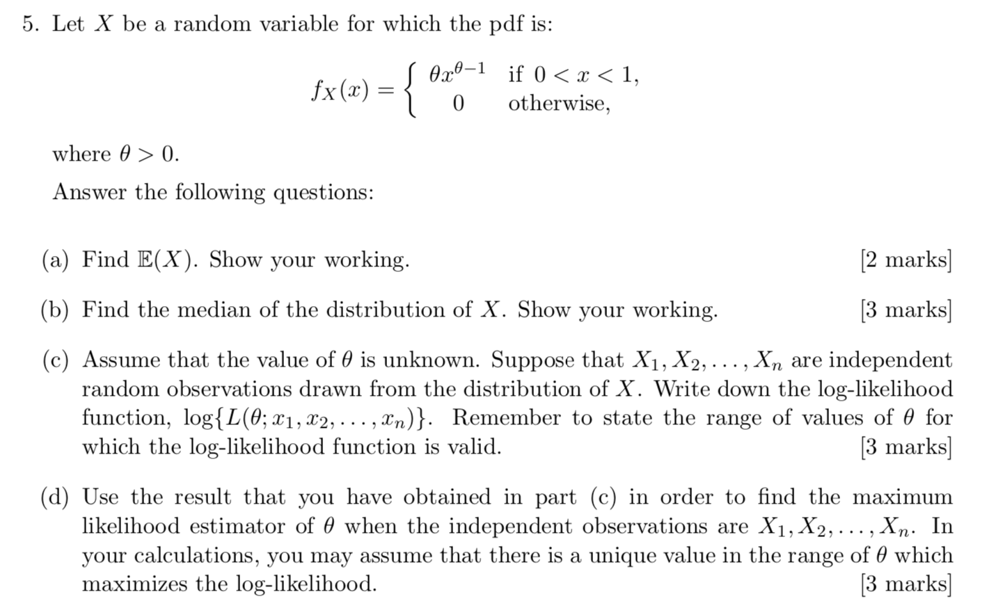 Solved 5. Let X be a random variable for which the pdf is: | Chegg.com