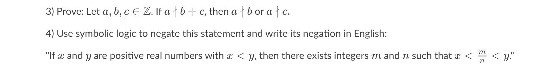 Solved 3) Prove: Let A, B, C E Z. If A + B + C, Then A + B | Chegg.com