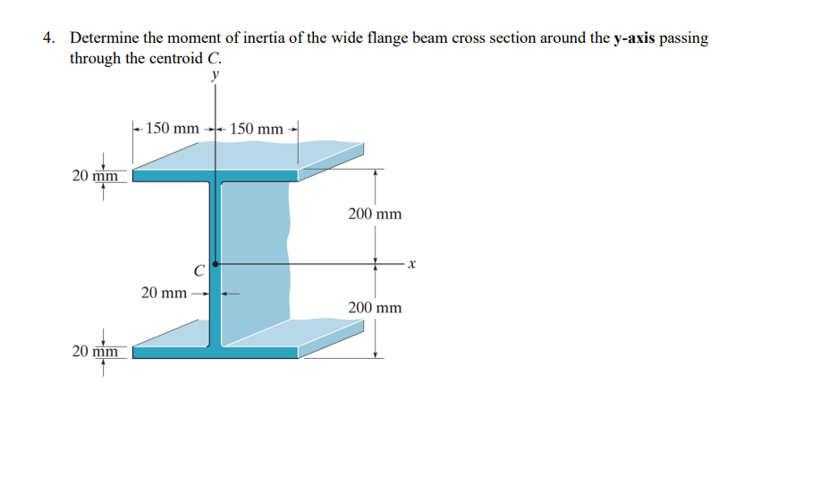 Solved 4. Determine the moment of inertia of the wide flange