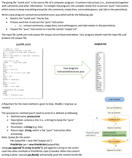 Write a Java program named InstructionExtractor.java | Chegg.com