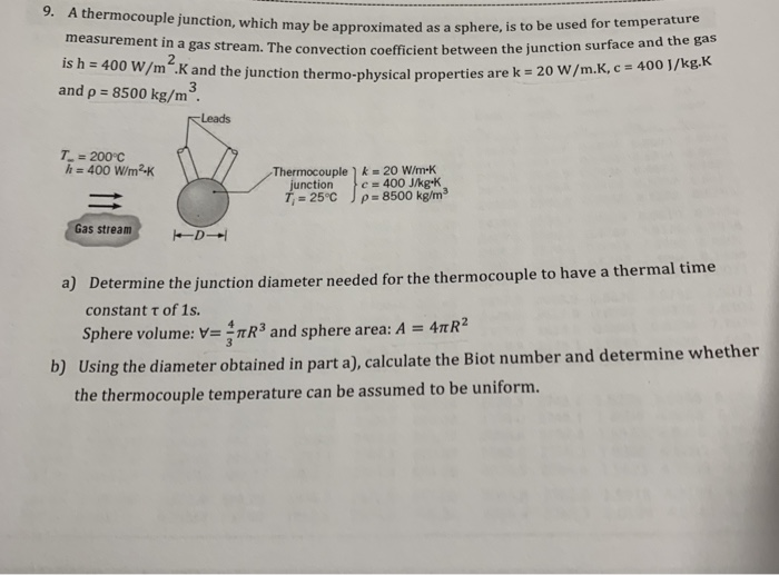 Solved 9. A thermocouple junction, which may be measurement