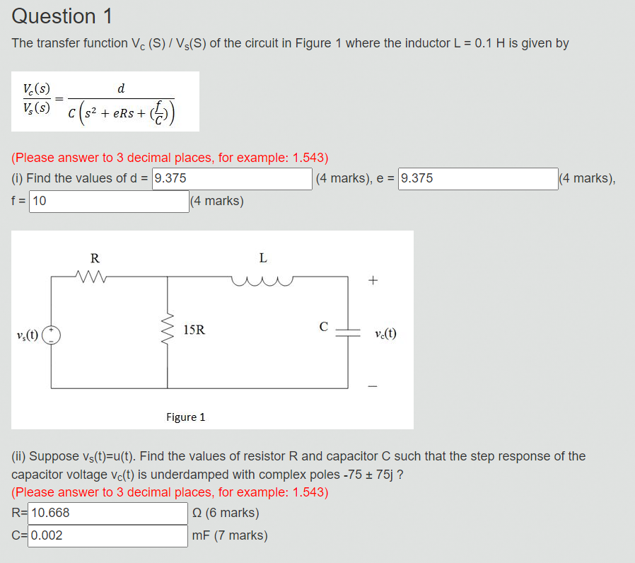 Solved The circuit in (Figure 1) ﻿has the transfer