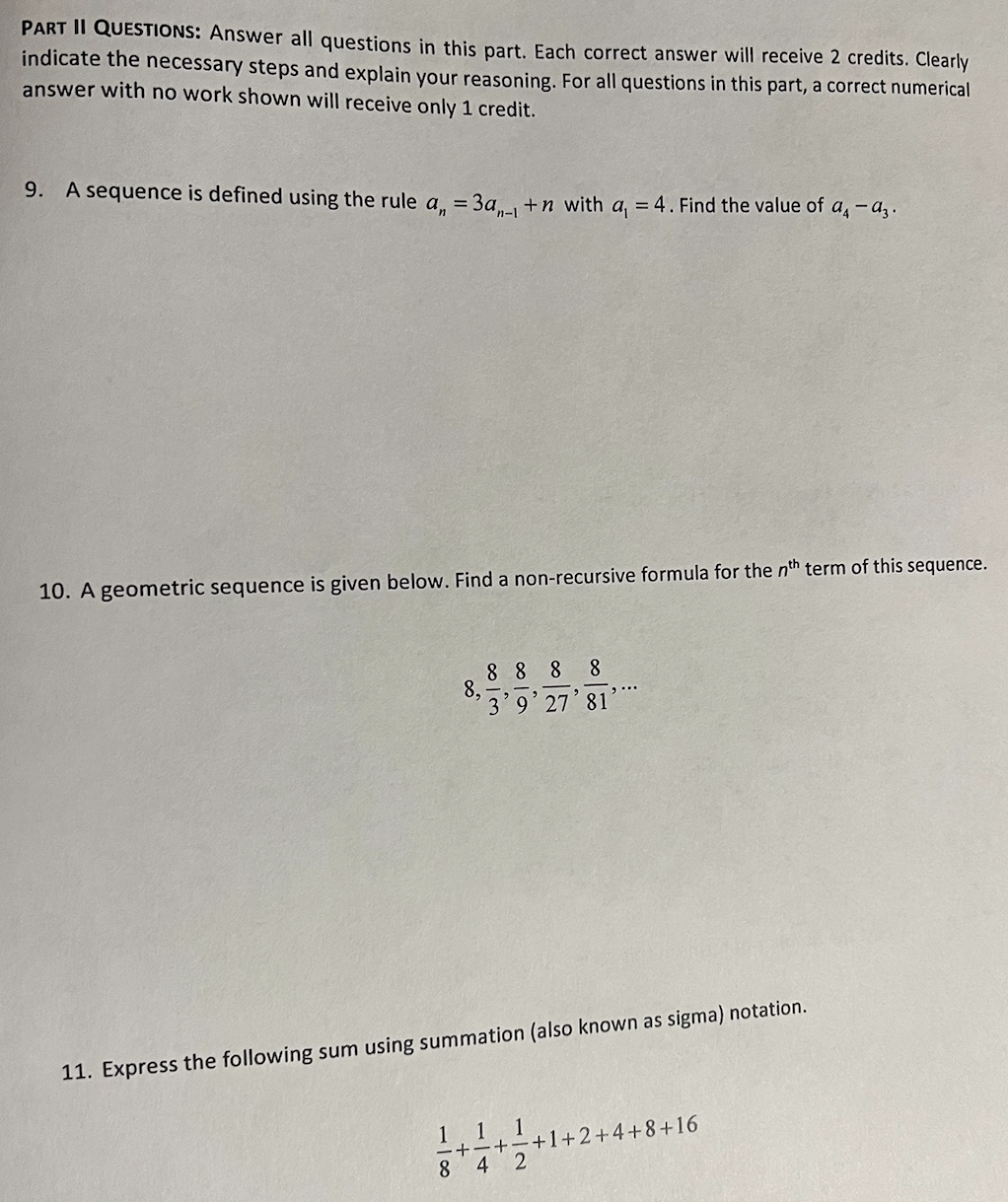 Solved PART II QUESTIONS: Answer all questions in this part. | Chegg.com